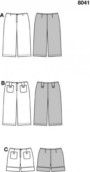 Выкройка Burda (Бурда) 8041 — Укороченные брюки, шорты (снята с производства) - Кликните на картинке, чтобы закрыть