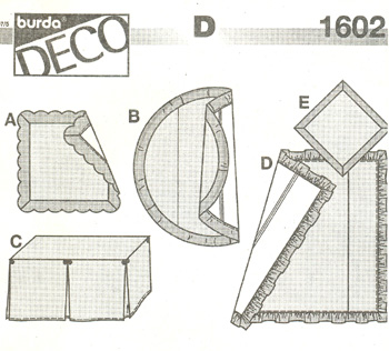 Выкройка Burda (Бурда) 1602 — 5 видов скатертей (снята с производства) - Кликните на картинке, чтобы закрыть