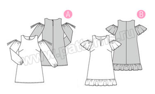 Выкройка Burda (Бурда) 6402 — Платье с открытыми плечами - Кликните на картинке, чтобы закрыть