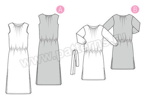 Выкройка Burda (Бурда) 6413 — Платье с драпировкой у горловины - Кликните на картинке, чтобы закрыть