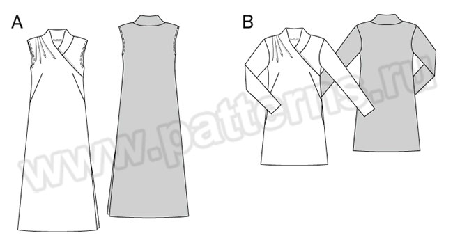 Выкройка Burda (Бурда) 6455 — Платье с драпировкой переда - Кликните на картинке, чтобы закрыть